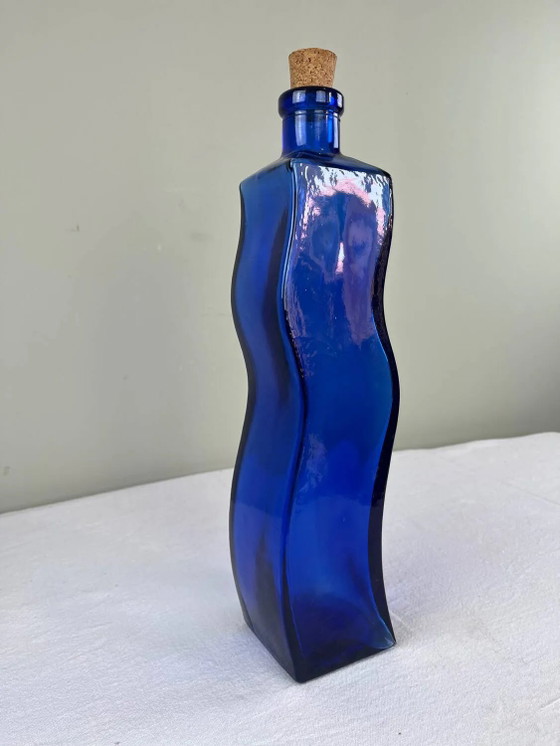 Große kobaltblaue Flasche – Gläser & Karaffe, Crystal, Glass (photo 4 of 9)