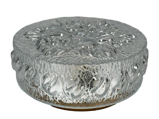 60er 70er Jahre Deckenlampe Plafoniere Flush Mount Glas Metall Space Age Design
