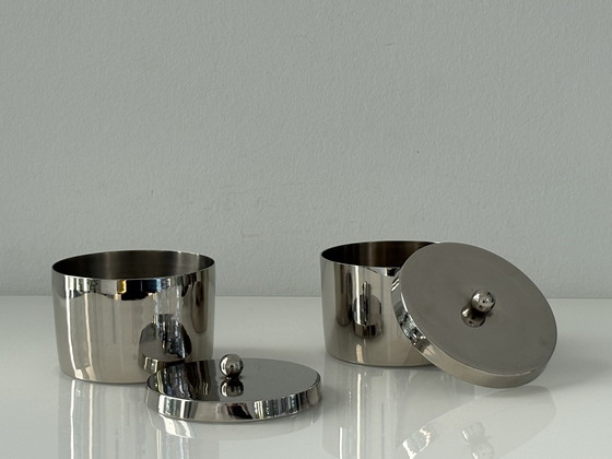 Image 1 of Ensemble de deux boîtes rondes en acier inoxydable