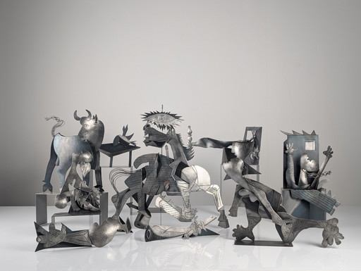 Sculptural Group "After Picasso" in Metal, Guernica Tribute, Late 20th Century