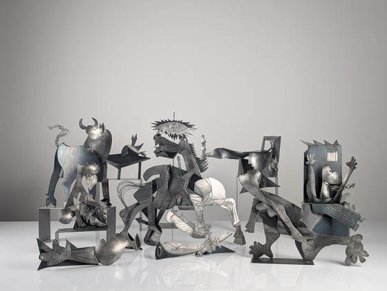 Image 1 of Sculptural Group "After Picasso" in Metal, Guernica Tribute, Late 20th Century