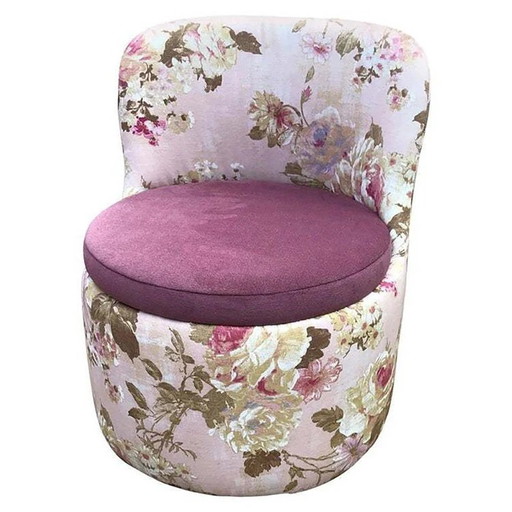 Mid-Century Armchair with Floral Pattern, 1970s