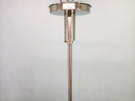 Image 1 of Exceptional Bauhaus Chrome Chandelier with Glass Shades, 1930s