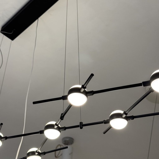 Lámpara colgante LED moderna con diseño de metal negro y riel esférico – kroonluchters, Plastic (photo 2 of 6)