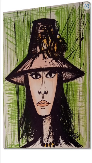 Bernard Buffet ---Femme Avec Chapeau Rouge