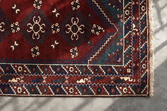 Vintage Red Hand-Woven Oriental Afghan Rug, 1970s – Decorative Objects, Wool (photo 7 of 13)