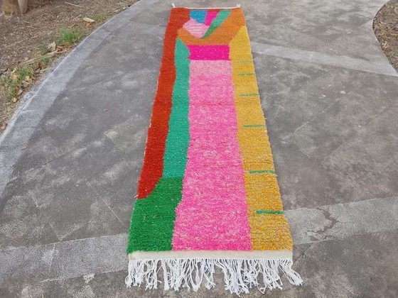Image 1 of Alfombra de pasillo artesanal, de lana pura, hecha a mano según la tradición, tamaño 75/300 cm.