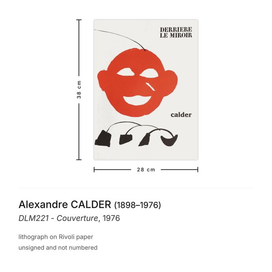 Image 1 of Alexandre CALDER DLM221 - Couverture-lithografie 1976