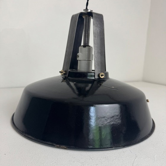 Image 1 of Pair of vintage industrial enameled "Mazda" pendant lights, 35 cm