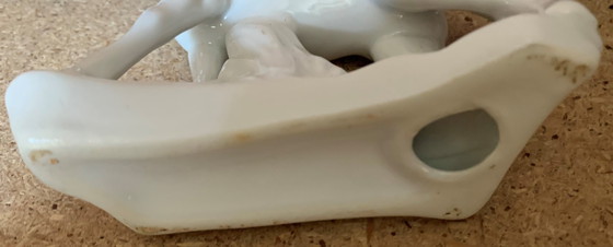 Image 1 of Statuette cheval blanc en céramique 14 cm Vintage