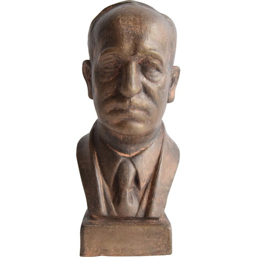 Vintage doctor Edvard Beneš ceramic bust, 1950s