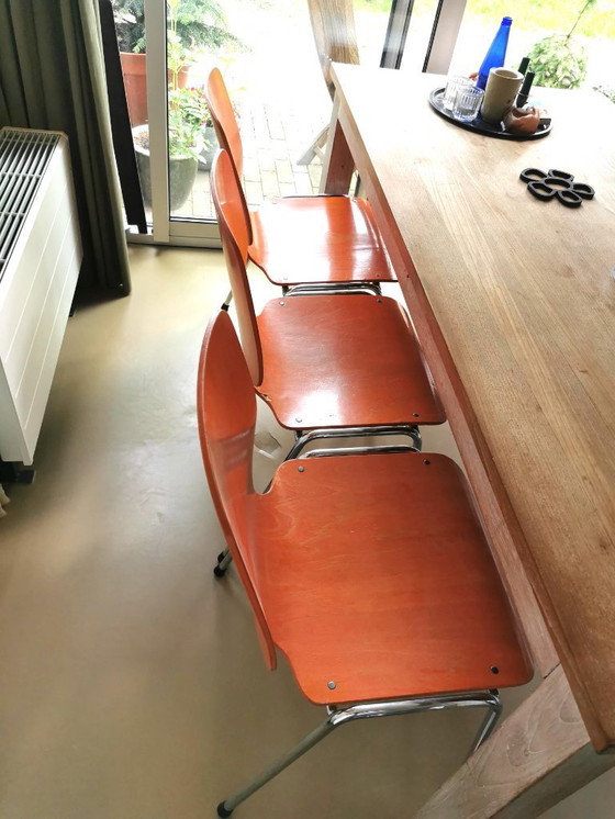 Image 1 of Set di 3 sedie KUSCH CO verde 3 arancione 1 giallo