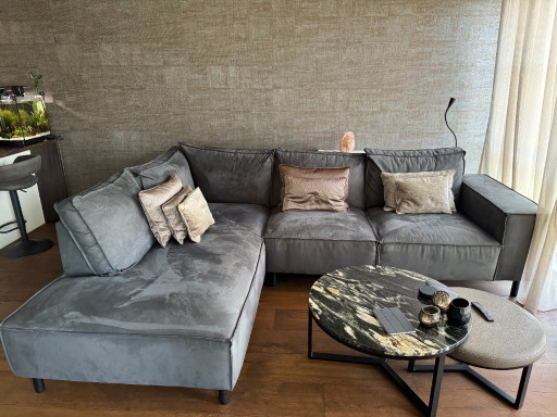 Corner sofa, L-shaped, anthraciet vegan leather