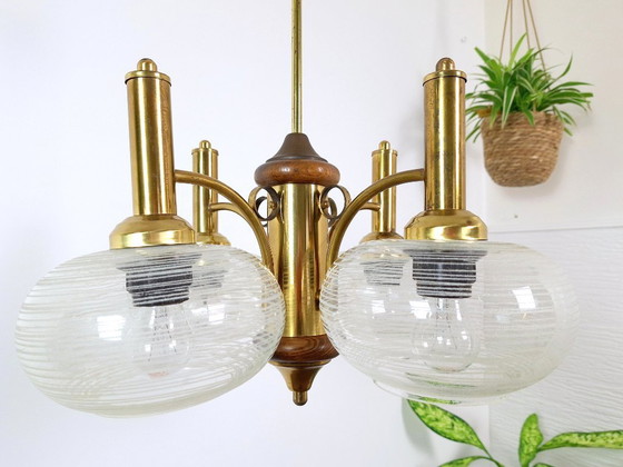 Image 1 of Mid Century Chandelier / Vintage Pendant Light / Rustic Elegant Light Fixture / Yugoslavia 1970's / Hanging Lamp