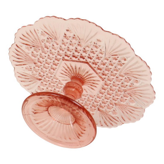Image 1 of Plato para pastel Rosaline rosa estilo Art Déco