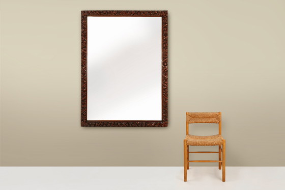 Image 1 of Rare grand miroir ancien en chêne sculpté à la main, de style baroque ou rococo, France vers 1800 1800