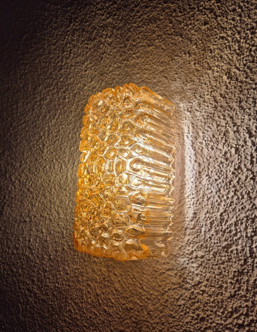 Glashütte Lampe murale Limburg Verre structuré Ambre Vintage Mid-Century