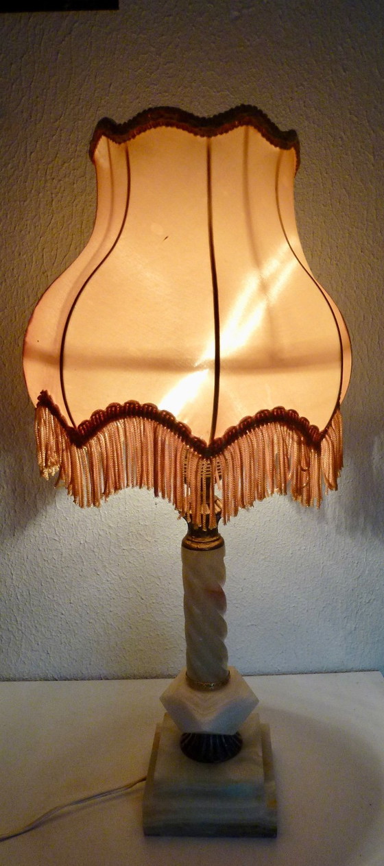 Image 1 of Base per lampada da tavolo vintage in marmo e onice.