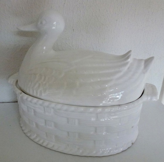 Image 1 of Vintage Keramiek Paté schaal in de vorm van een eend.