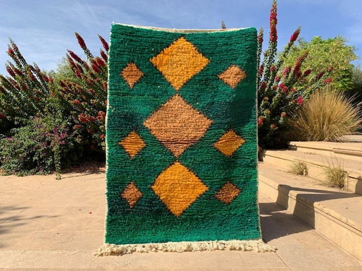 Handgeknüpfter Boujaad-Teppich – Marokkanischer Wollteppich, abstraktes Berber-Design, geometrische Wohnaccessoires
