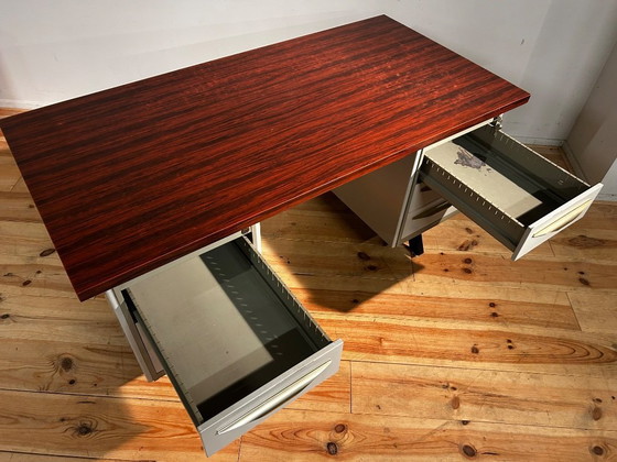 Industrial mid-century vintage desk – Metal, Wood (photo 6 of 19)
