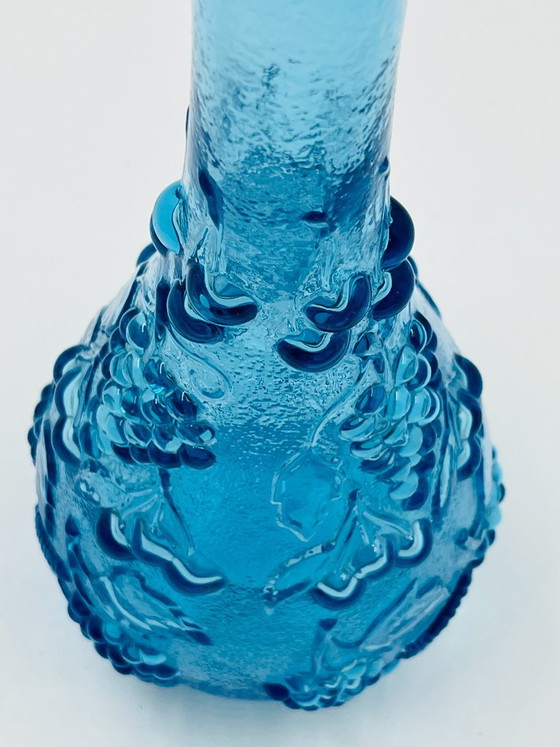 Large vintage blue glass bottle from Empoli – Glass & Decanter (photo 11 of 12)