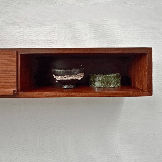 Teak Wall cabinet with drawers, Wood, Brown, Mid Century Modern (photo 5 of 7)