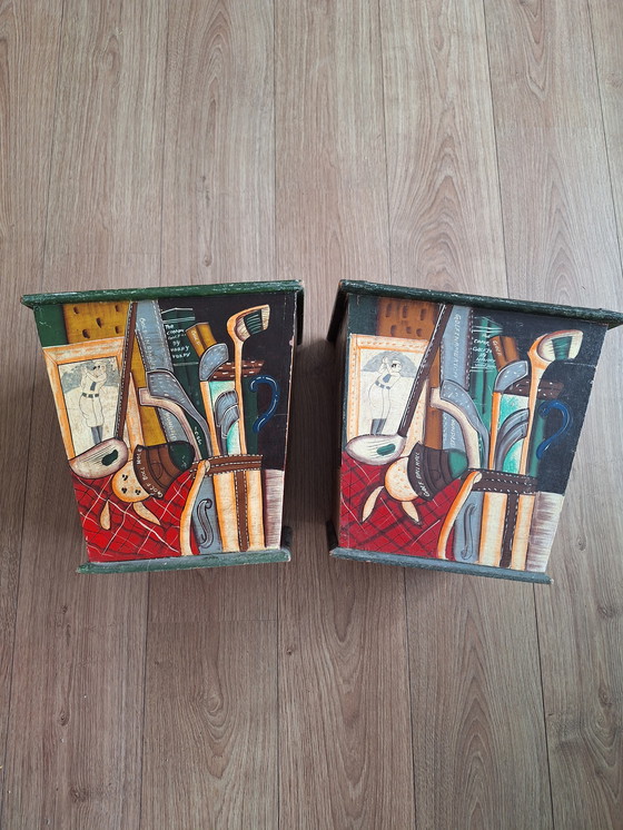 Image 1 of Vintage hand-painted paper baskets / planters