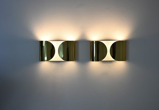 Image 1 of Lampes murales Golden Foglio par Tobia & Afra Scarpa pour Flos, 1960, ensemble de 2