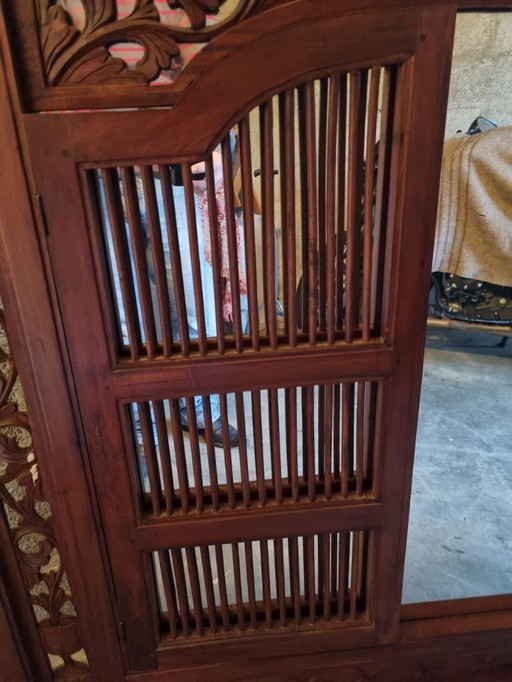 Balinese spiegel met luiken, Hout Indonesië 120X130cm