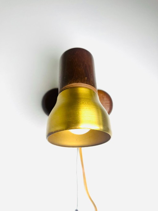 Adjustable Wall Spots in Afromosia Wood and Brass by Temde Leuchten, Switzerland, 1960s – wandlampen (photo 2 of 7)
