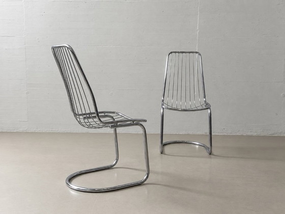 4 Cantilever Wire Chairs in Chrome, 1970s – Side chairs (photo 9 of 15)
