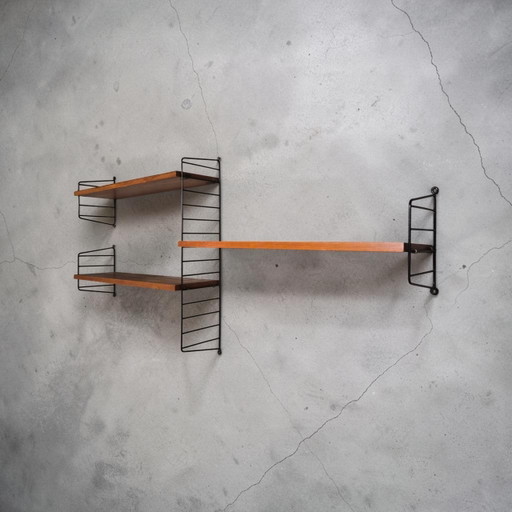 Étagère murale en teck style échelle, conçue par Nisse et Kajsa Strinning, String Design, années 1960, Suède – boekenkasten