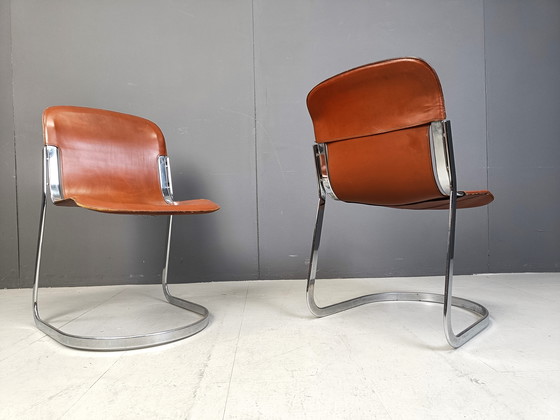 Image 1 of Set Of 10 Italian Leather Di Ning Chairs By Cidue, 1970S