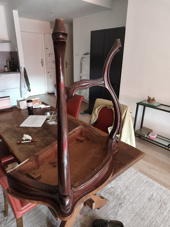 Klassische Wandkonsole aus massivem Mahagoni mit Spiegel – Ein einzigartiges Möbelstück – Wood (photo 4 of 6)