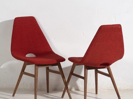 Sedie stile vintage rosso bordeaux (c.1950). Set di 2 pezzi #3 – Sedie da pranzo, Wood (photo 2 of 40)