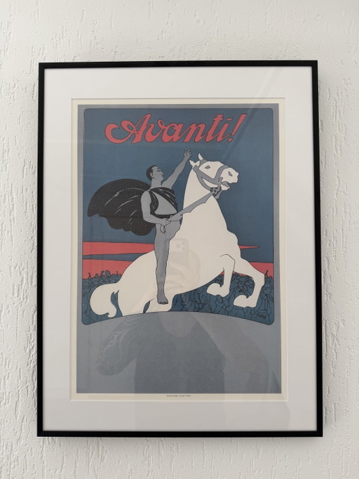 Franz Laskoff - Avanti! - Lithographie eines Originalwerks für sozialistische Zeitung - 1920