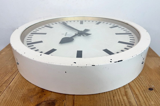 Image 1 of Large White Industrial Factory Wall Clock from Siemens, 1950s