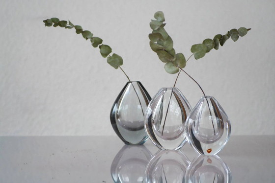 Image 1 of Crystal Lucid Drop Glass Vases by Sven Palmqvist for Orrefors, Sweden, 1950s, set of 3