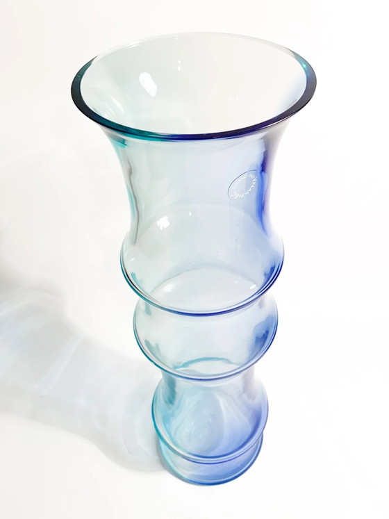 1980s Murano Glass Vase by Nason, Light Blue and Blue Bamboo – Postmodern (photo 7 of 11)