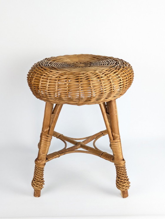 Image 1 of Vintage wicker stool, 1960