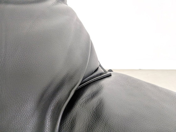 Image 1 of Vintage Italian 2-seater design sofa, black leather, 1980s