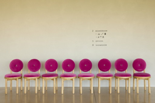 8x sedia Hipnos e Nicte Tabatha con tessuto di velluto rosa lampone