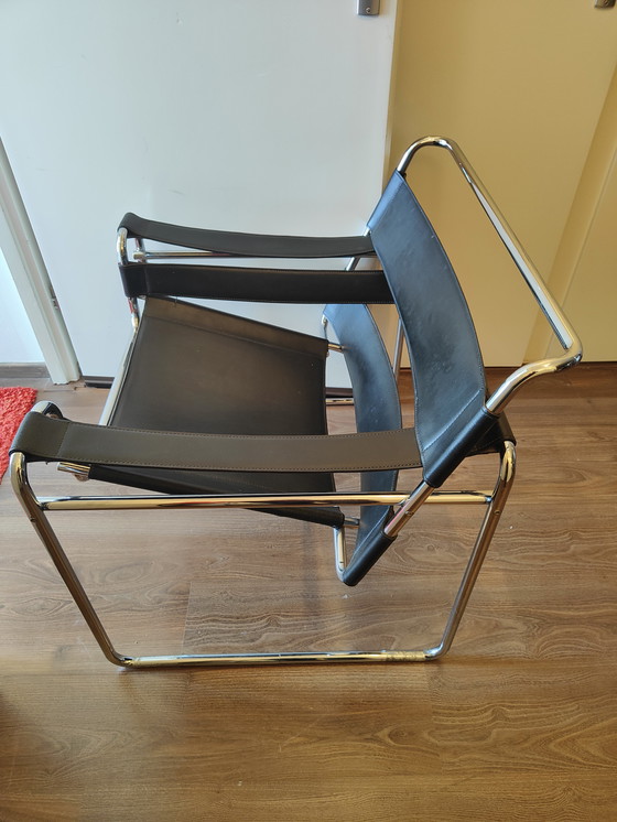 Image 1 of Wassilly style Design stoel in Italiaans leer zwart