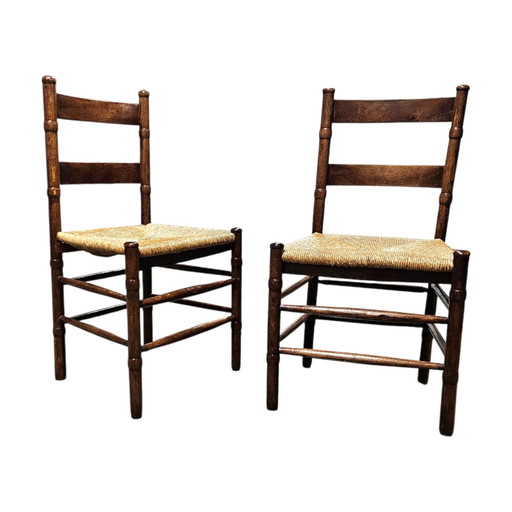 2 x Art Deco Rush Stuhl / Amsterdamer Schule / Jac Levee / Mid-Century