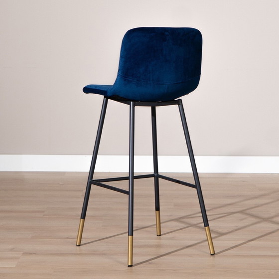 Image 1 of Velvet barkruk mikky blauw