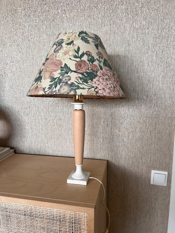 Image 1 of Vintage roze lamp keramiek Bosa Italy met bloemen goud