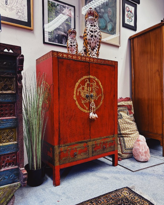 Rode Chinese Kabinet – Opbergkast, Wood (photo 11 of 11)