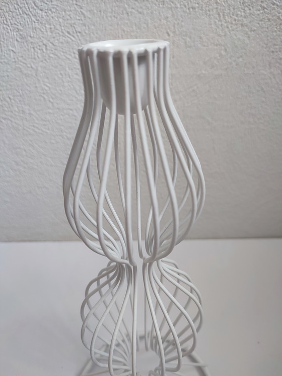 Image 1 of Set of three candlesticks candle holder white wire