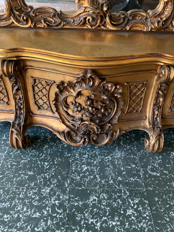 Monumental gilded Rococo style Mirror with chest – Wood (photo 8 of 11)